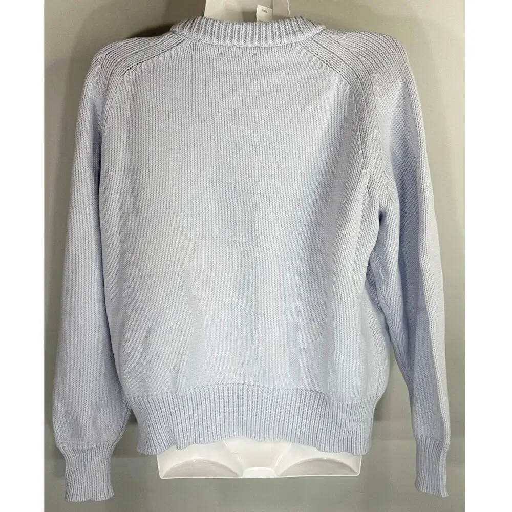 J. Crew Ribbed Cable Knit Crew Neck Sweater Light Blue‎ Women's Small NWT